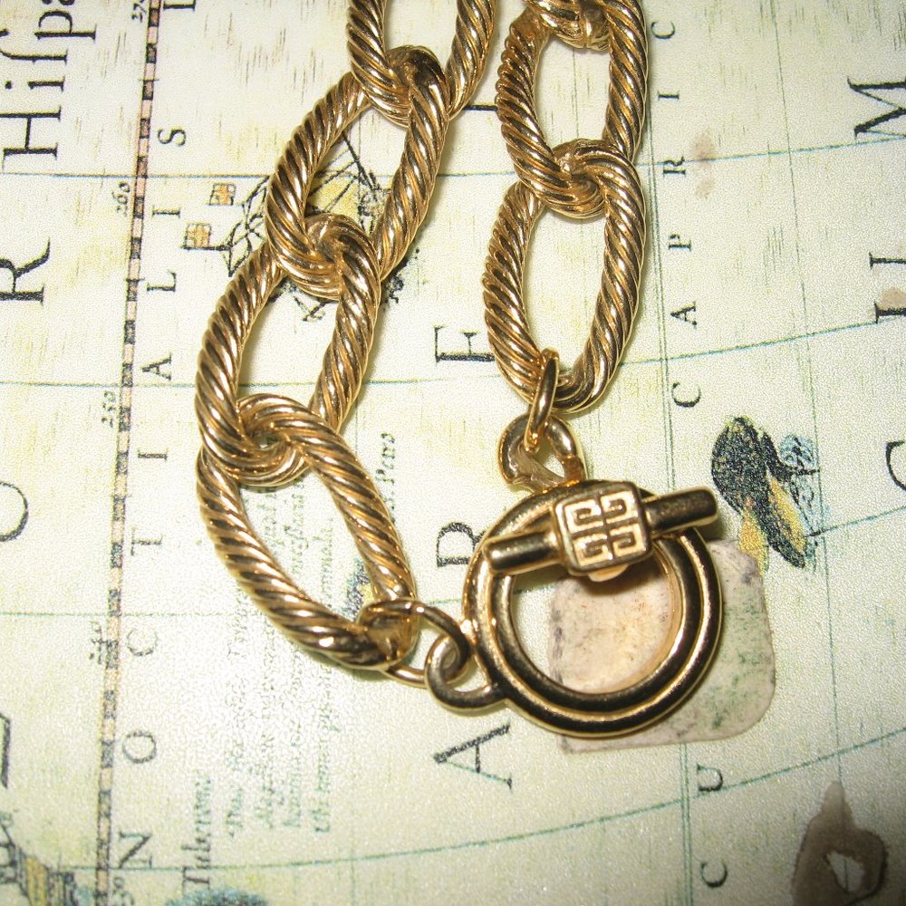 Givenchy Chunky Link Keychain Floating Crystal Pe… - image 3